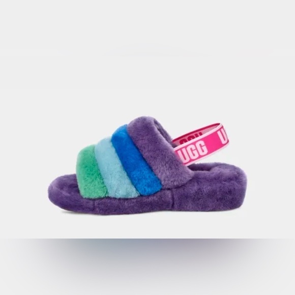 Last one ‼️UGG Pride Fluff Yeah flat sandals in purple rainbow - Picture 3 of 5